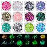 Luminous Body Glitter Gel, 12 Color, Face Glitter Cosmetic, Sequins Shimmer Liquid Eyeshadow, Sparkling Decoration for Body, Cheeks, Hair, Nail DIY Art, Festival and Party Beauty Makeup, B