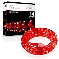 UltraPro Escape LED Rope Light, Red, 14ft, Flexible, Indoor/Outdoor, Durable, Linkable, On/Off, Trees, Garden, Patio, Landscape Lighting, Decks, Balconies, Bedroom Decor and More, 66389