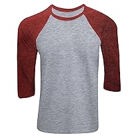 Canvas Mens 3/4 Sleeve Baseball T-Shirt (XS) (Grey/Red Triblend)