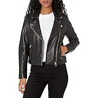 Lucky Brand Womens Classic Leather Moto Jacket