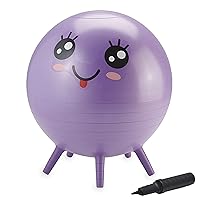 Gaiam Kids Stay-N-Play Children's Balance Ball, Flexible School Chair Active Classroom Desk Alternative Seating, Built-In Stay-Put Soft Stability Legs, Includes Air Pump, 45cm, Purple Miss Sunshine