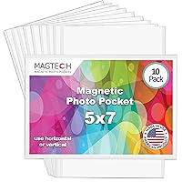 Magnetic Photo Pocket Picture Frame, White, Holds 5 x 7 Inches Photos, 10 Pack (15710)