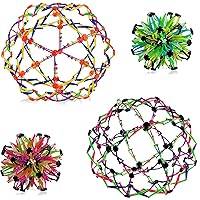4E's Novelty Expandable Breathing Ball Sphere (4 Pack) Toy for Kids Stress Reliever Fidget Toys Colors May Vary for Yoga Anxiety Relaxation Expands from 5.6