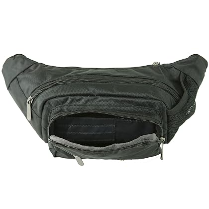 alpine swiss Men's Fanny Pack Travel Case Adjustable Belt Sport Pouch Waist Bag, Black, One Size