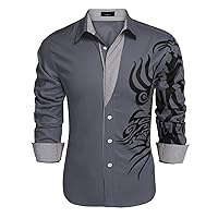 COOFANDY Men's Print Button Down Dress Shirt Fashion Long Sleeve Casual Shirts