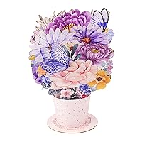 Pop Up Card Greeting Card Potted Flowers, Birthday Card, Thinking Of You, 3d Card For Mom, Dad, Flower Card, Thank You Card, Anniversary Card, All Occasions (Style 1)
