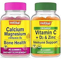 Calcium + Magnesium + Vitamin D3 + Organic Vitamin C + D3 + Zinc, Gummies Bundle - Great Tasting, Vitamin Supplement, Gluten Free, GMO Free, Chewable Gummy