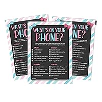 50 Sheets What's in Your Phone Baby Shower Game Cards It’s A Boy It’s A Girl Activity Cards Party Idea Stripe Gender Reveal Baby Shower Party Supply
