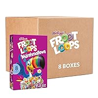 Kellogg's Froot Loops Breakfast Cereal, Kids Cereal, Family Breakfast, Original with Marshmallows (8 Boxes)