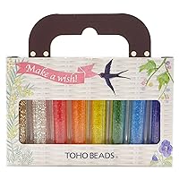 TOHO ABK-1 Beaded Kit, Assorted Beads Kit, Rainbow (8 Types of Beads, Embroidery Needles, Thread, Scissors, Mat)