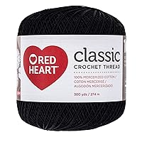 Red Heart Crochet Threads, 300 Yards, Black