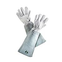 Leather Gardening Gloves by Fir Tree. Premium Goatskin Gloves With Cowhide Suede Gauntlet Sleeves. Perfect Rose Garden Gloves. XL - Men's and Women's Sizes. (See Size Chart Photo)