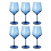 by TarHong Angle Acrylic Goblet, Set of 6, Blue, 23 oz.