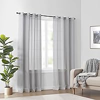 Odor Neutralizing Sheer Voile Grommet Window Curtain for Bedroom or Living Room (1 Panel), 59 in x 95 in, Light Grey