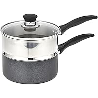 T-fal Specialty Nonstick Double Boiler 3 Quart Oven Safe 350F Cookware, Pots and Pans, Dishwasher Safe Silver/Black
