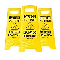 79192 Wet Floor Caution Signs, Basic, Yellow, 3 Pack