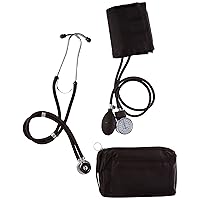 Prestige Medical A1-105 Basic Aneroid Sphygmomanometer Sprague Rappaport Stethoscope, Black