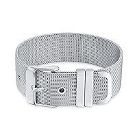 Bling Jewelry Unisex Wide Band Mesh Belt Buckle Bracelet For Men Women Stainless Steel Adjustable