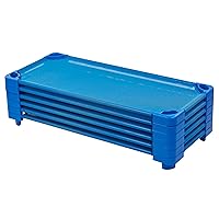 ECR4Kids Stackable Kiddie Cot, Ready-to-Assemble, Standard Size, Classroom Furniture, Blue, 6-Pack