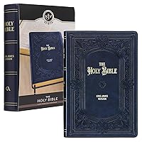 KJV Holy Bible, Giant Print Full-size Faux Leather Red Letter Edition - Thumb Index & Ribbon Marker, King James Version, Midnight Blue