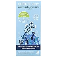 Natracare Organic Cotton Tampons with Cardboard Applicator, (1 Pack, 16 Tampons Total)