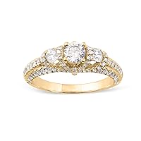 10k Gold 1.50 ct TDW IGI Certified Round Diamond Halo Engagement Ring (I-J | I2)