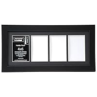 [8x18bk-b] 4 Opening Black Picture Frame Holds 4x6 Media with Black Collage Mat and Glass Face