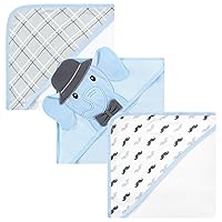 Hudson Baby Unisex Baby Cotton Rich Hooded Towels, Blue Charcoal Elephant, One Size