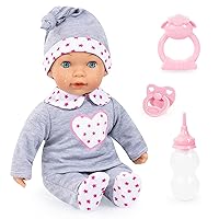 Bayer Design Doll: Interactive Tears Baby - Grey, Pink, Hearts - 15