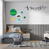 Personalized Astronaut Wall Sticker with Boys Name and Planet, Stars in Outer Space - Custom Kids Name Astronaut Wall Decal for Nursery Baby Boy Room Decorations 35x36 inches inches