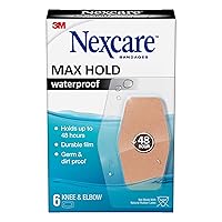 Nexcare Max Hold Waterproof Bandages, Stays On for 48 Hours, Flexible Bandages for Fingers, Knees and Heels - 6 Pack Clear Waterproof Bandages