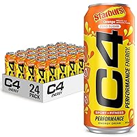 Cellucor C4 Energy Drink, Starburst Orange, Carbonated Sugar Free Pre Workout Performance Drink with no Artificial Colors or Dyes, 16 Oz, Pack of 24