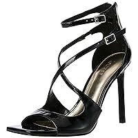 Guess Women's Sella Heeled Sandal, Black Patent, 6