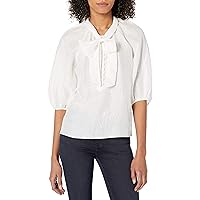 Rebecca Taylor Women's Puff Sleeve Blouse with Tie at Neckline