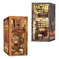 CUTEBEE DIY Book Nook Kit for Adults Bookshelf Insert DIY Miniature House Kit Booknook Bookend Stand Bookcase Model Build Decor Alley with LED Light