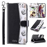 ULAK Compatible with iPhone 15 Pro Max Wallet Case for Women with Credit Card Holders, Designed Flip PU Leather Kickstand Shockproof Protective Cover for iPhone 15 Pro Max 6.7 inch 2023, Black