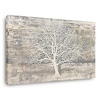 Yihui Arts Tree Of Life Canvas Wall Art Hand Painted Grey White Beige Paintings Modern Abstract Forest Pictures Artwork for Living Room Bedroom Office Decoration