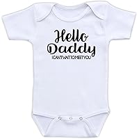 DoozyDesigns Hello Daddy I Can't Wait to Meet You - Pregnancy Announcement Pregnancy Reveal Bodysuit