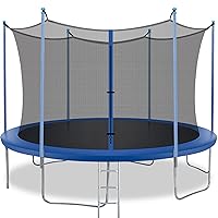 8FT 10FT 12FT 14FT Trampoline with Enclosure Net Outdoor Jump Rectangle Trampoline - ASTM Approved-Combo Bounce Exercise Trampoline PVC Spring Cover Padding for Kids and Adults