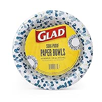 Glad Everyday Disposable Paper Bowls with Berry Nice Design - Soak-Proof, Cut-Proof, Microwaveable Paper Bowls, Spring Themed Disposable Bowls for Everyday Use | 16 Ounces, 44 Count