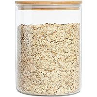 Glass Jar with Airtight Lid (102 oz/3 Liter), Large Glass Food Storage Container with Bamboo Lid, Clear Glass Food Canister for Kithen Storage, Wide Mouth Easy Access