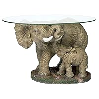 Elephant's Majesty Glass-Topped Coffee and Cocktail Table, 30 Inches Wide, 18 Inches Deep, 18 Inches High, Full Color Finish
