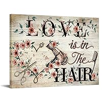 KREATIVE ARTS Love The Hair Wall Art Vintage Hairdresser Tools Paintings Beauty Salon Artwork Premium Gallery Wrapped Canvas Decor Ready to Hang 24x32inch