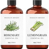 Rosemary Essential Oil & Lemongrass Essential Oil Set – 100% Pure & Natural – 4 Fl Oz Therapeutic Grade Essential Oil with Glass Dropper - Essential Oil for Aromatherapy and Diffuser