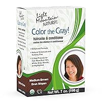 Henna Hair Color & Conditioner, Color the Gray – Medium Brown Hair Dye for Men/Women, Chemical-Free Semi-Permanent Hair Color for White, Gray, Blonde, or Highlighted Hair, 7 Oz