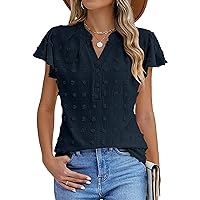 Blooming Jelly Womens Dressy Casual Tops Business Work Blouses Short Sleeve Summer Shirts V Neck Outfits 2024