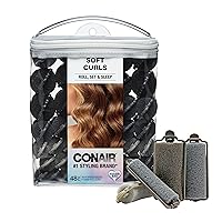 Conair Foam Self Grip Hair Rollers, Heatless Curler, Foam Rollers Black & Gray, Assorted Sizes, 48 Pack