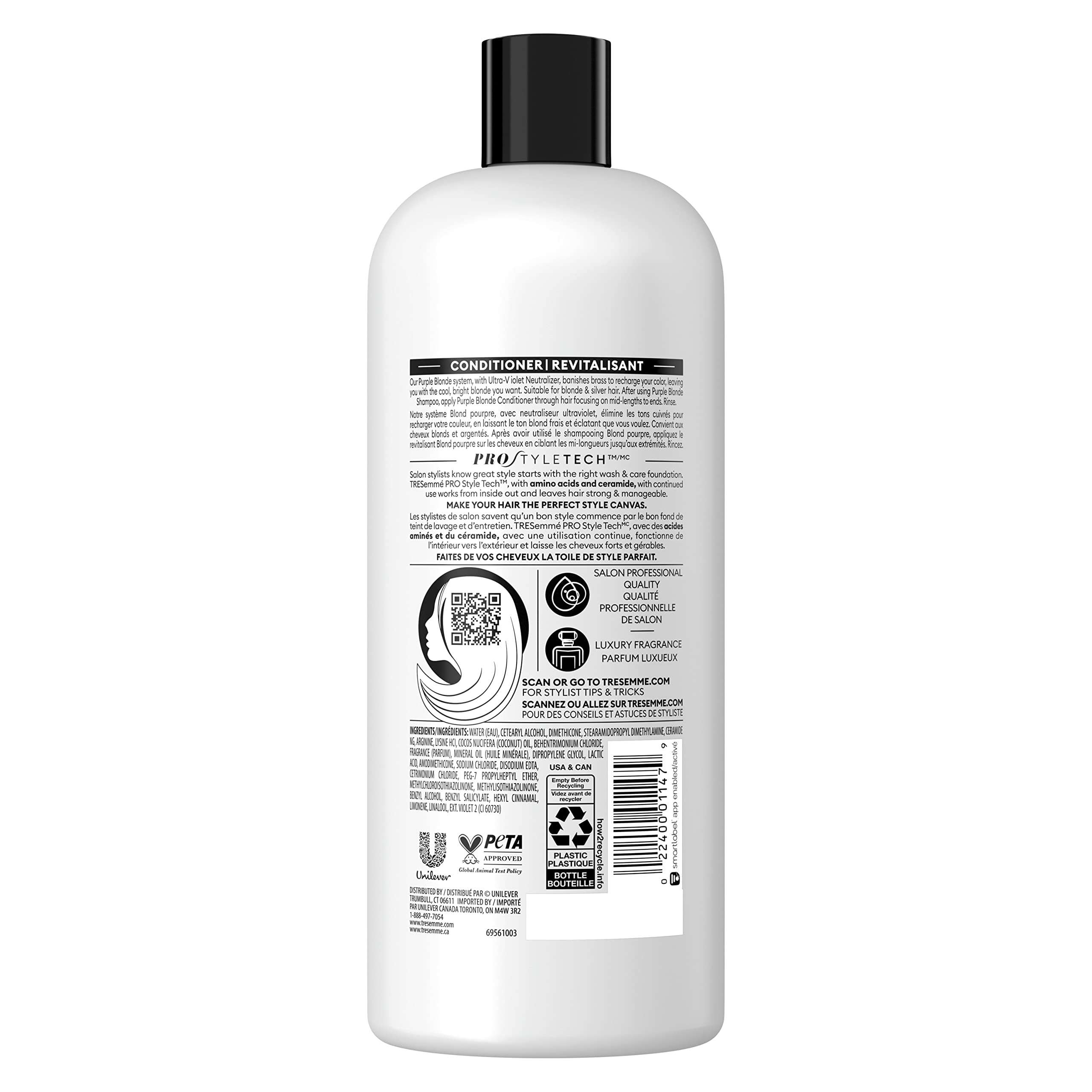 TRESemmé Conditioner 4 Count for Blonde & Silver Hair Formulated with Ultra-Violet Neutralizer Technology 28oz