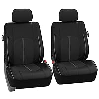 FH Group Car Seat Covers Highest Grade Faux Leather Seat Covers Airbag Compatible Black Automotive Seat Cover Front Seats Only with Gift Universal Fit Interior Accessories for Cars Trucks and SUVs