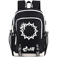 Anime The Seven Deadly Sins Luminous Backpack Printed Schoolbag Laptop Rucksack with USB Charging Port & Headphone Port Black